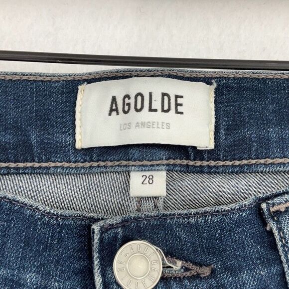 Agolde Blue Denim Dark Wash Whisker Skinny Ankle Jeans Size 28 - Picture 4 of 8